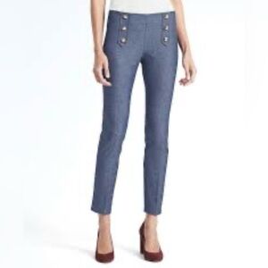 Banana Republic Sloan Skinny-Fit Sailor Ankle Pant Blue texture Ankle Size 2